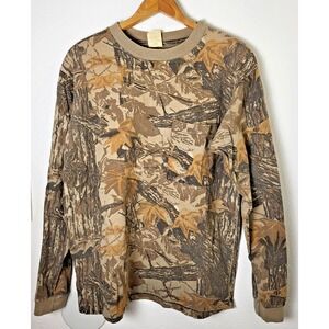 Vintage Duxbak RealTree 100% Cotton Camo Pocket L/S Shirt Sz M Single Stitch USA